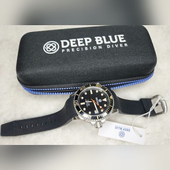 NWT Deep Blue Vintage Master 1000 44mm Automatic Men's Diver Watch Black Dial - Picture 2 of 11
